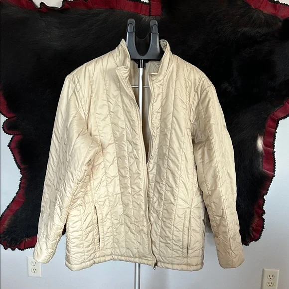 Land’s End Women’s Hooded Soft Coat in Champagne Beige w/zip out liner - Picture 3 of 6